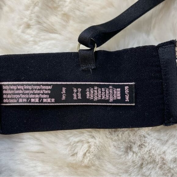 Victoria Secret Very Sexy Push Up Black & Cream Lace Bra Sz 34C EUC - Picture 7 of 7